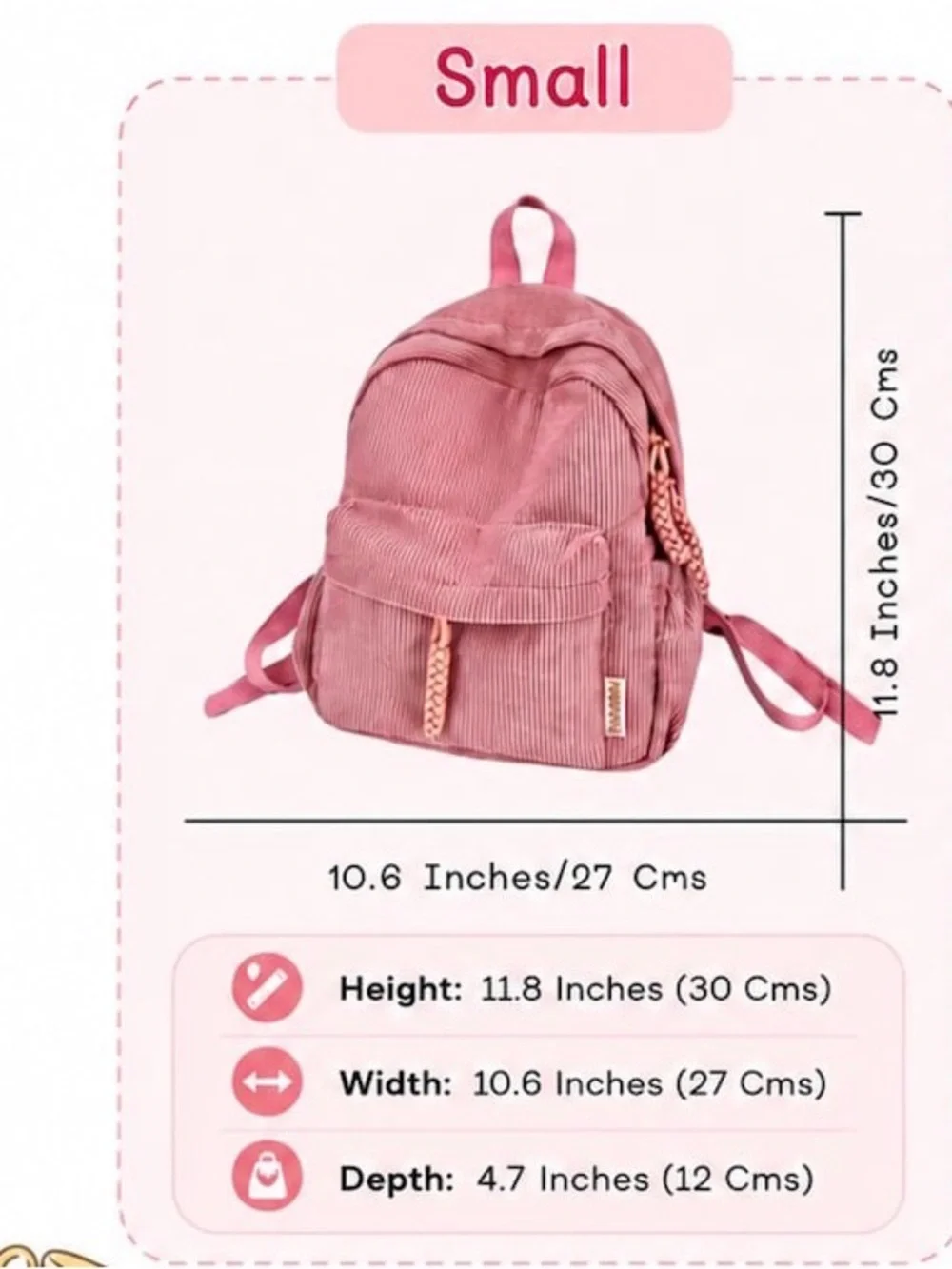 Light Blue Corduroy toddler backpack